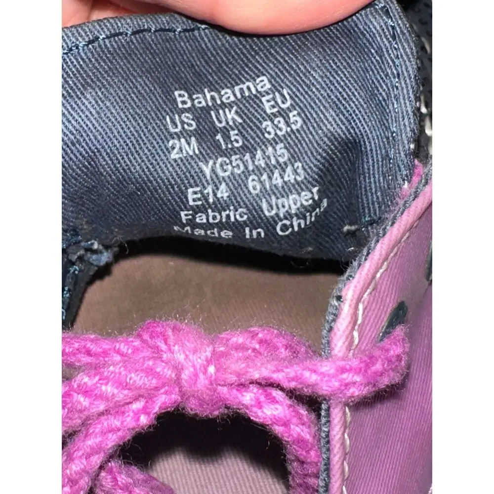Sperry Girls Top-Sider Bahama Navy/Purple Dot Us 2.0M boat Shoes preppy slip-on